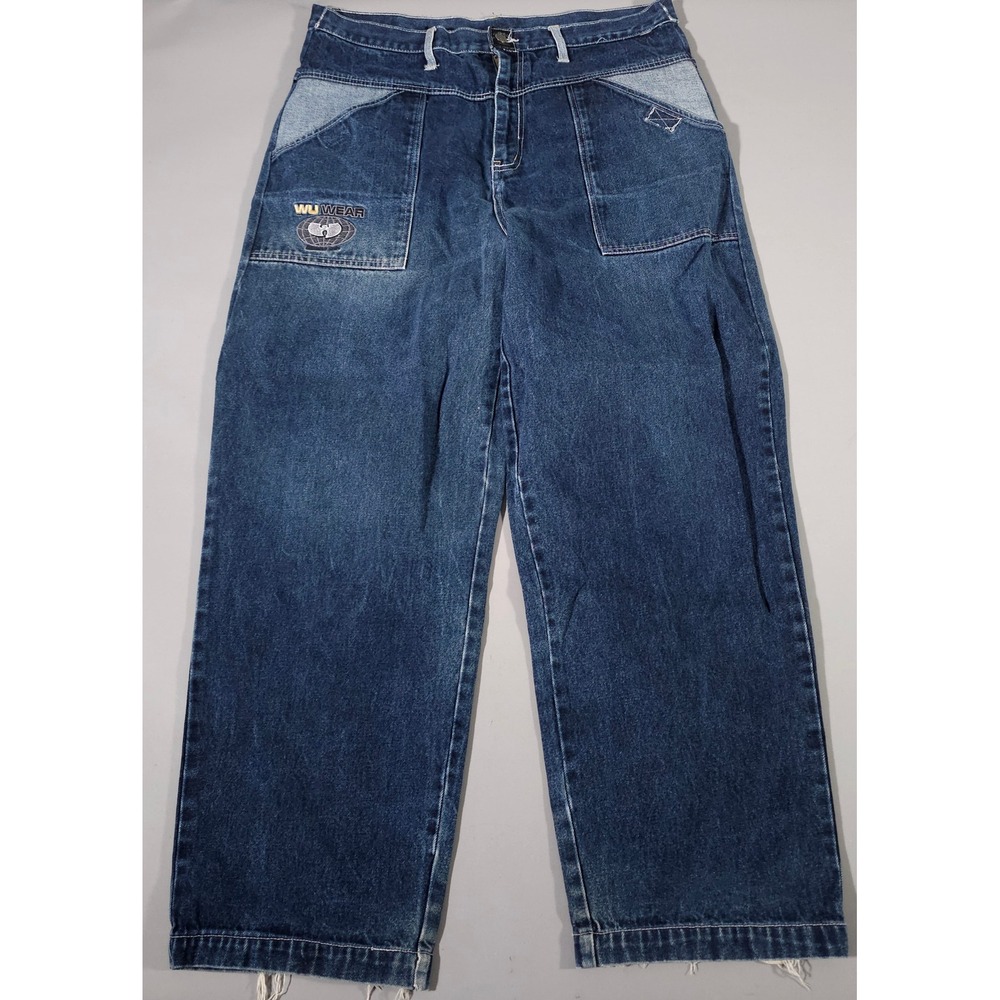 Wu Wear Jeans Mens 38x32 (Fits 37x30)‎ Blue Baggy 90s Hip Hop Streetwear Denim